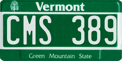 VT license plate CMS389