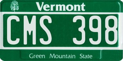 VT license plate CMS398