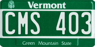 VT license plate CMS403