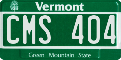 VT license plate CMS404