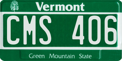 VT license plate CMS406