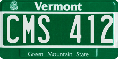 VT license plate CMS412