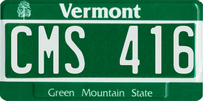 VT license plate CMS416
