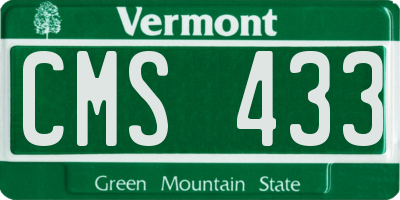 VT license plate CMS433
