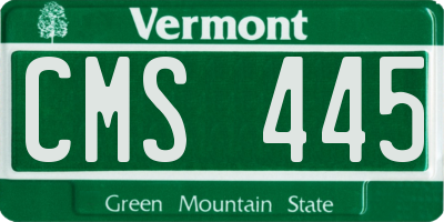 VT license plate CMS445