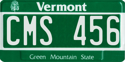 VT license plate CMS456