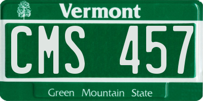 VT license plate CMS457