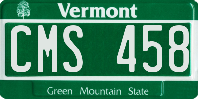 VT license plate CMS458