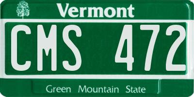 VT license plate CMS472