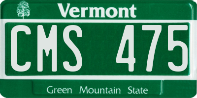 VT license plate CMS475