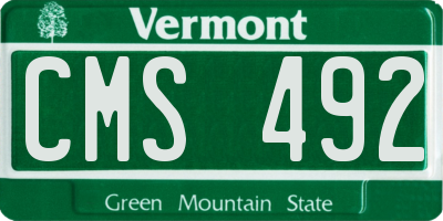 VT license plate CMS492