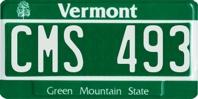 VT license plate CMS493