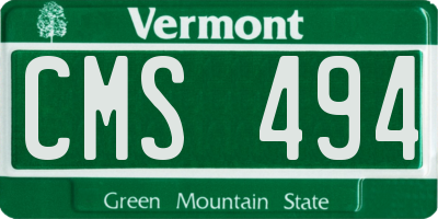 VT license plate CMS494