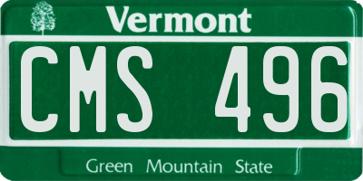 VT license plate CMS496
