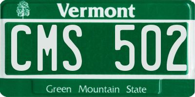 VT license plate CMS502