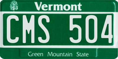 VT license plate CMS504
