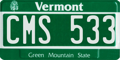 VT license plate CMS533
