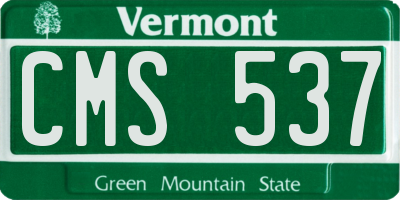 VT license plate CMS537