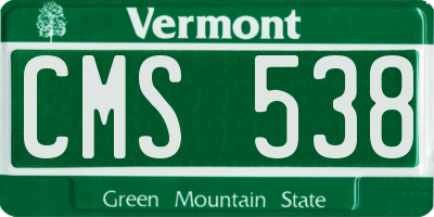 VT license plate CMS538