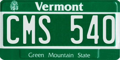 VT license plate CMS540