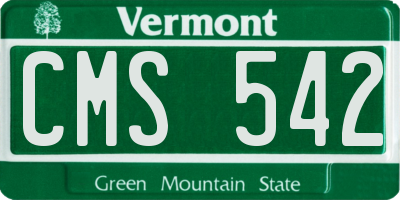 VT license plate CMS542