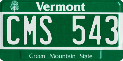 VT license plate CMS543