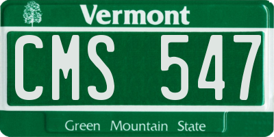VT license plate CMS547