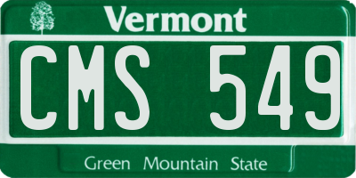 VT license plate CMS549