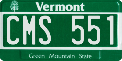 VT license plate CMS551