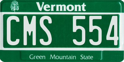 VT license plate CMS554