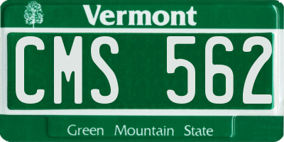 VT license plate CMS562