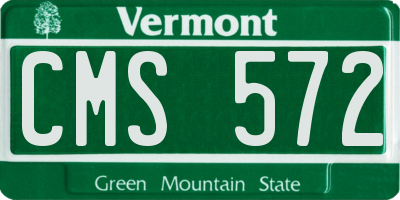 VT license plate CMS572