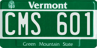 VT license plate CMS601