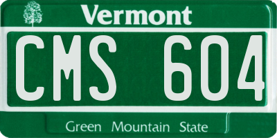VT license plate CMS604