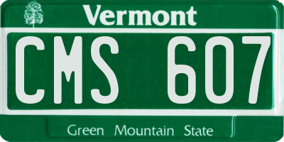 VT license plate CMS607