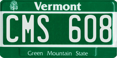 VT license plate CMS608