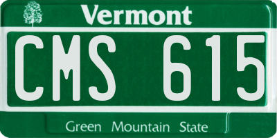 VT license plate CMS615