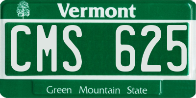 VT license plate CMS625