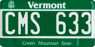 VT license plate CMS633