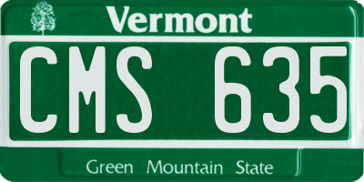 VT license plate CMS635