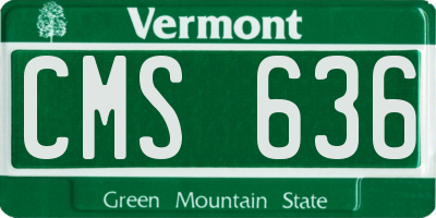 VT license plate CMS636
