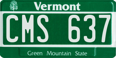 VT license plate CMS637