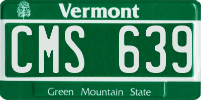 VT license plate CMS639