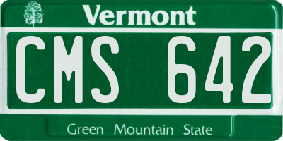 VT license plate CMS642