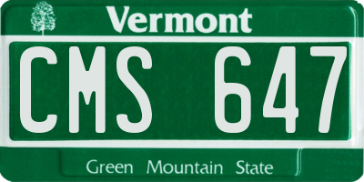 VT license plate CMS647