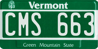 VT license plate CMS663