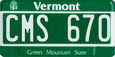 VT license plate CMS670