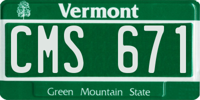 VT license plate CMS671