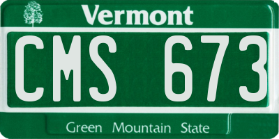 VT license plate CMS673
