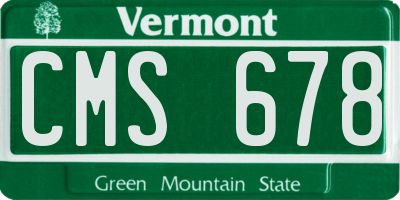 VT license plate CMS678